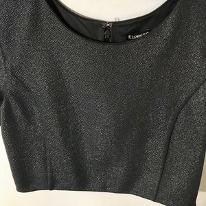 Express shimmery gray dressy crop top